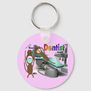 Dentist Sock Monkey Gifts--Unique Key Ring