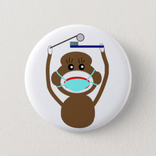 Dentist Sock Monkey Shirts and Gifts--Adorable 6 Cm Round Badge