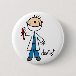 Dentist Stick Figure Button