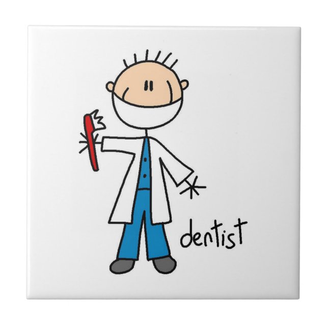 Dentist Stick Figure Ceramic Tile (Front)