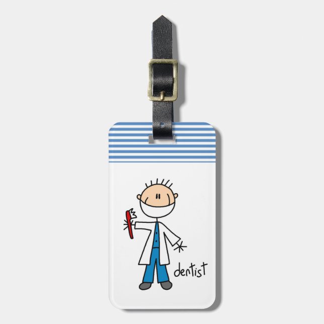 Dentist Stick Figure Luggage Tag (Front Vertical)