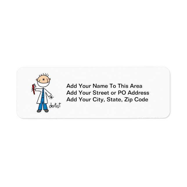 Dentist Stick Figure Return Address Label (Front)