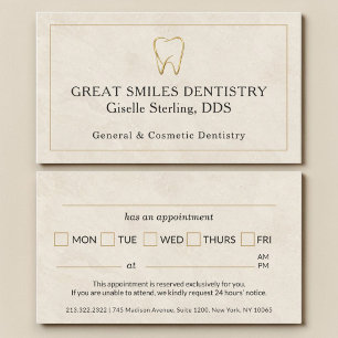 Dentist Stone Gold Tooth Dental Appointment Card