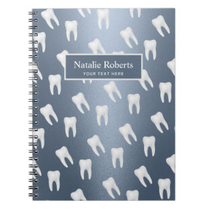 Dentist Teeth Pattern Dental Office Dusty Blue Notebook