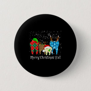 Dentist Teeth Santa Hat Leopard Plaid Dental Merry 6 Cm Round Badge