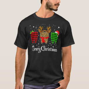 Dentist Teeth Santa Hat Xmas Leopard Merry Christm T-Shirt