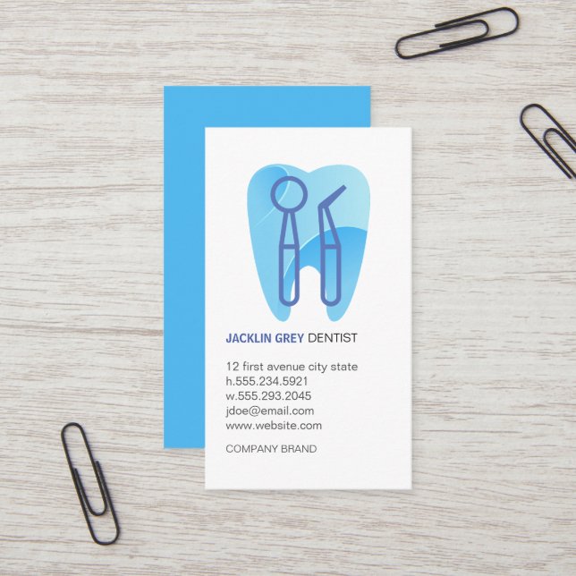 Dentist Tools and Tooth Logo Business Card (Front/Back In Situ)