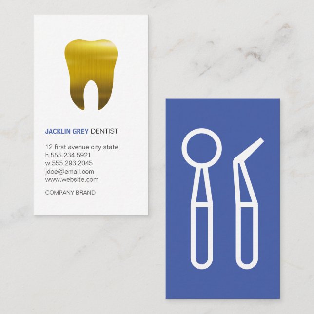 Dentist Tools | Gold Tooth Business Card (Front/Back)