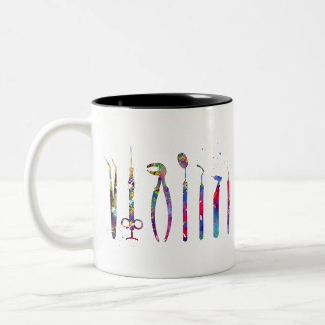 Dentist Tools Two-Tone Coffee Mug (Left)