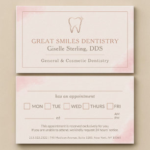 Dentist Tooth Blush Pink Dental Office Appointment Card