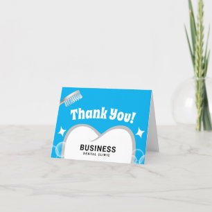 Dentist Tooth & Bubbles Blue Dental Thank You Card