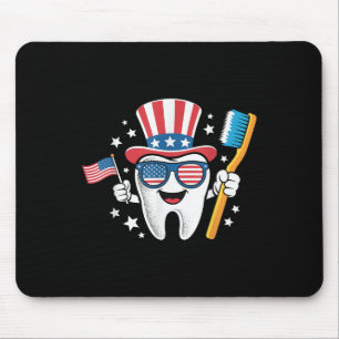 Dentist Tooth Dental American Flag Funny 4th Of Ju Mouse Pad