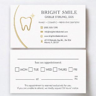 Dentist Tooth Gold Elegant Logo Dental Appointment Business Card