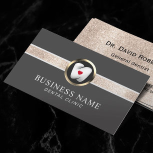 Dentist Tooth Heart Logo Luxury Dental Care Business Card