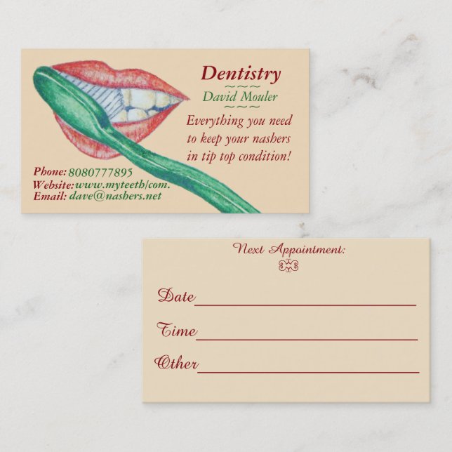 dentist tooth hygienist teeth mouth appointment card (Front/Back)