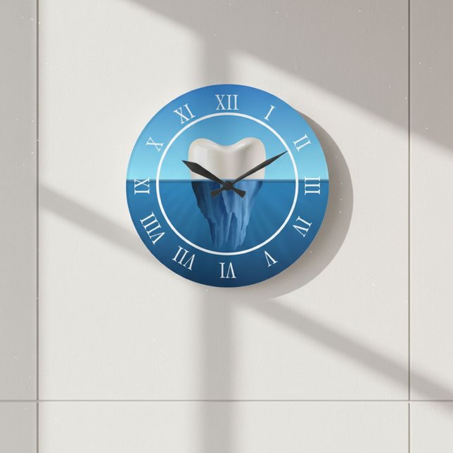 Dentist Tooth Iceberg Professional Dental Office Large Clock (Creator Uploaded)
