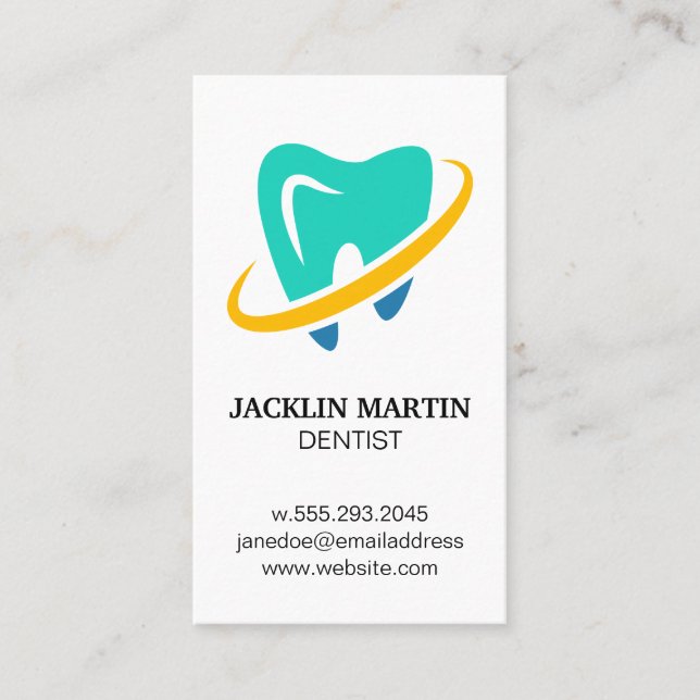 Dentist | Tooth Icon Business Card (Front)