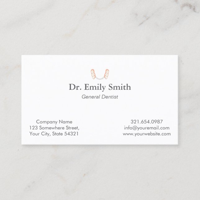 Dentist Tooth Logo Appointment Card (Front)