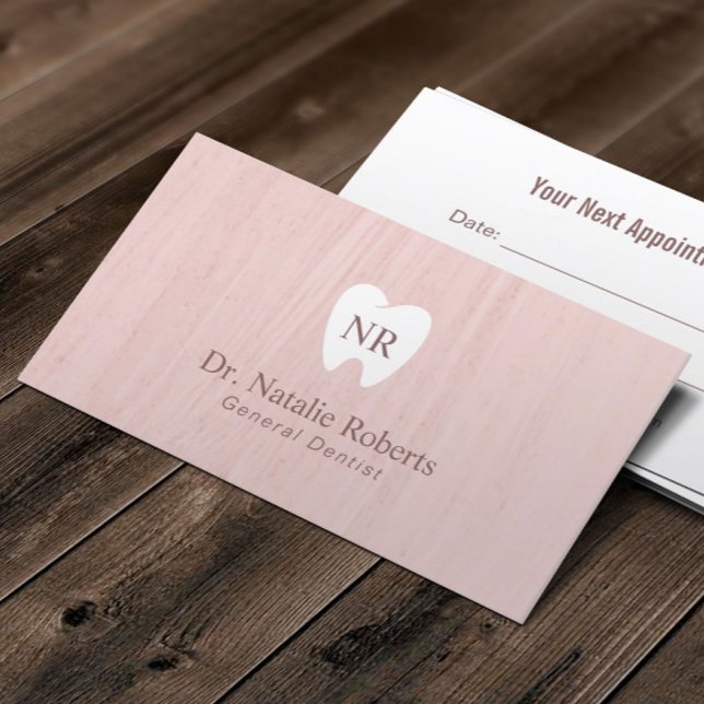 Dentist Tooth Logo Blush Pink Dental Appointment Card (Creator Uploaded)