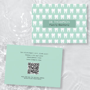 Dentist Tooth Logo Dentistry QR Code Social Media Business Card