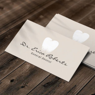 Dentist Tooth Logo Pastel Cream Dental Office Business Card