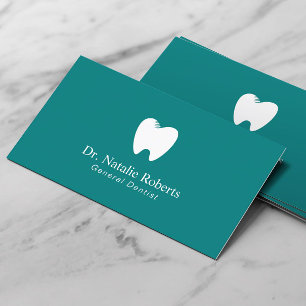 Dentist Tooth Logo Plain Teal Dental Appointment Card