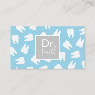 Dentist Tooth Pattern Elegant Blue Dental Care Business Card