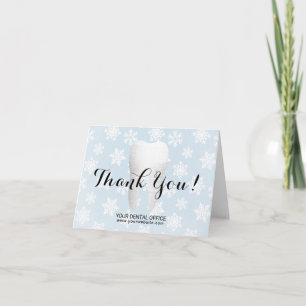 Dentist Tooth & Snowflakes Dental Office Thank You Card