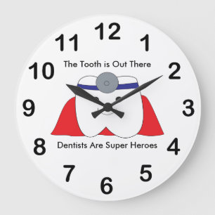 Dentist Tooth Super Hero Personalise Large Clock