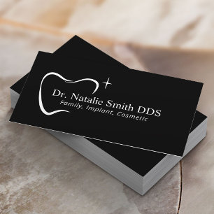 Dentist Tooth Typography Dental Office Plain Black Business Card