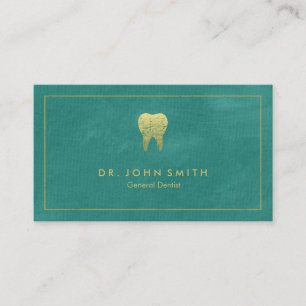 Dentist Turquoise Canvas Golden Frame & Tooth Appointment Card