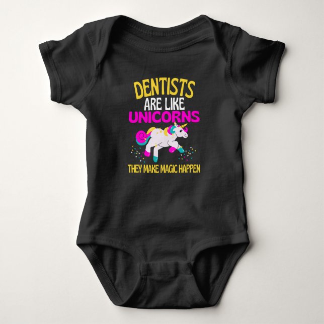 Dentist Unicorn , Magical Unicorn Dentists Baby Bodysuit (Front)