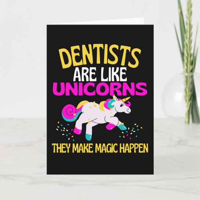 Dentist Unicorn , Magical Unicorn Dentists Card (Front)