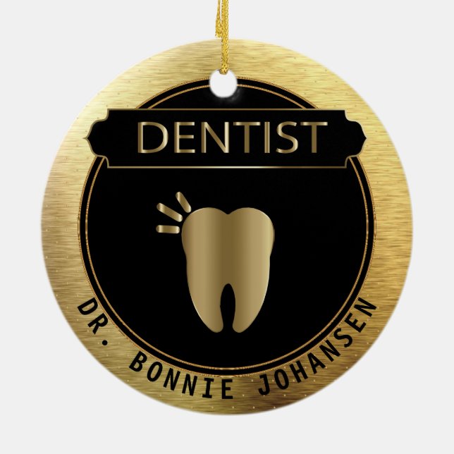 Dentist - UpScale Black and Gold Ceramic Ornament (Back)