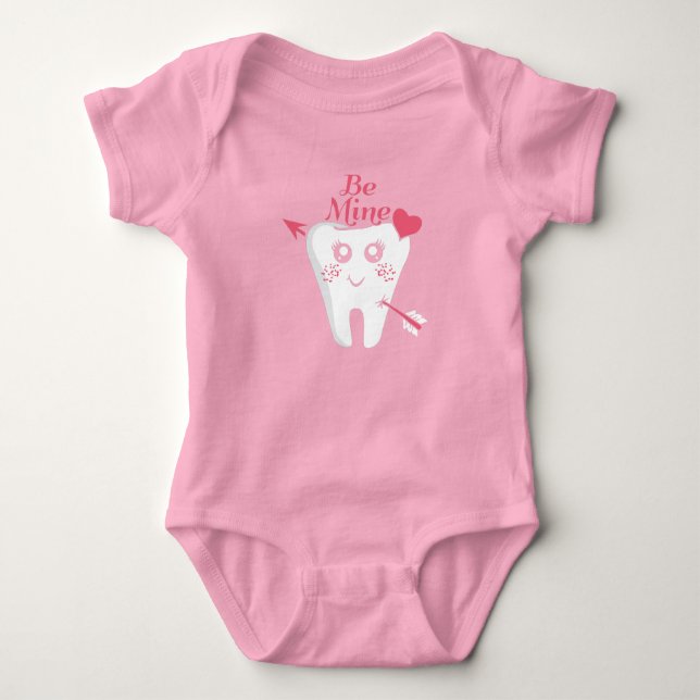 Dentist Valentine - Tooth Heart, Be Mine Baby Bodysuit (Front)
