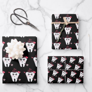 Dentist Valentine - Tooth Heart, Be Mine Wrapping Paper Sheet