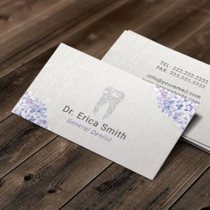 Dentist Vintage Floral Glitter Tooth Dental Care Business Card