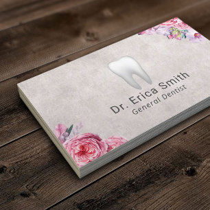 Dentist Vintage Floral White Tooth Dental Care Business Card