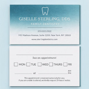Dentist Watercolor Tooth Appointment Reminder Business Card