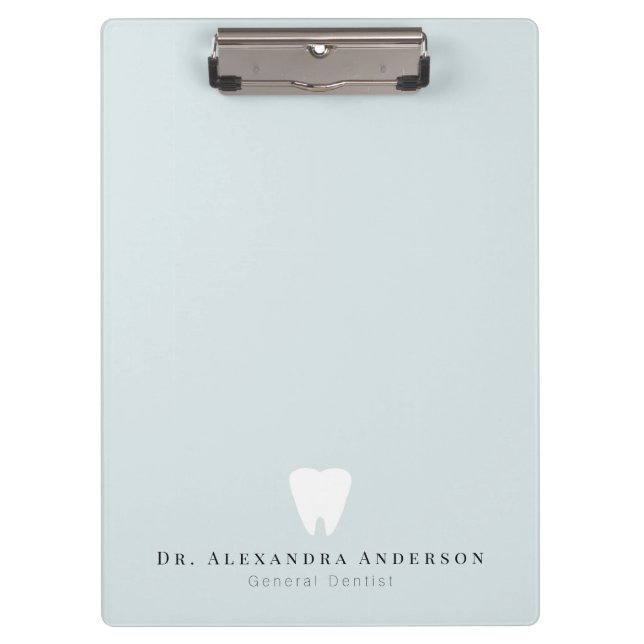 Dentist White Teeth Light Blue Clipboard (Front)