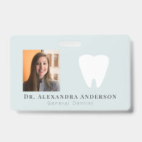 Dentist White Teeth Light Blue ID Photo