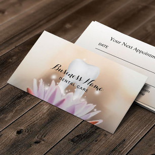 Dentist White Tooth & Lotus Flower Dental Appointment Card