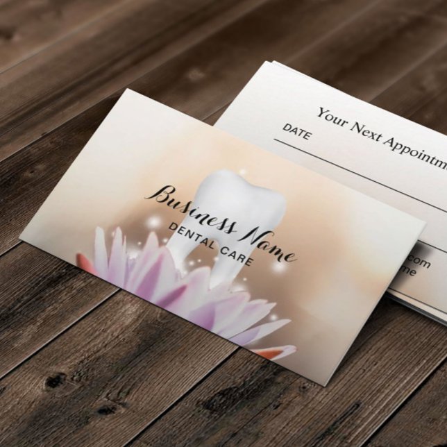 Dentist White Tooth & Lotus Flower Dental Appointment Card (Creator Uploaded)