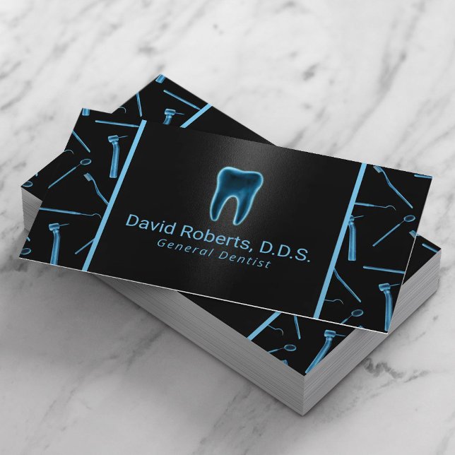 Dentist Xray Tooth Logo Professional Dental Care Business Card (Creator Uploaded)