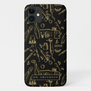 Dentistry Art Gold Pattern Monogram iPhone 11 Case
