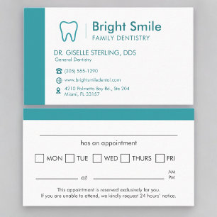 Dentistry Professional Appointment Reminder Business Card