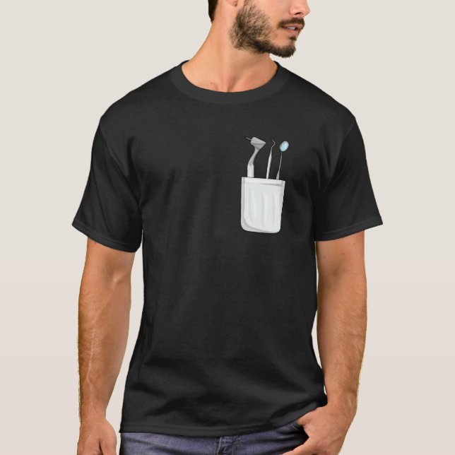 Dentistry Tools Orthondontist Dental Breast Pocket T-Shirt (Front)