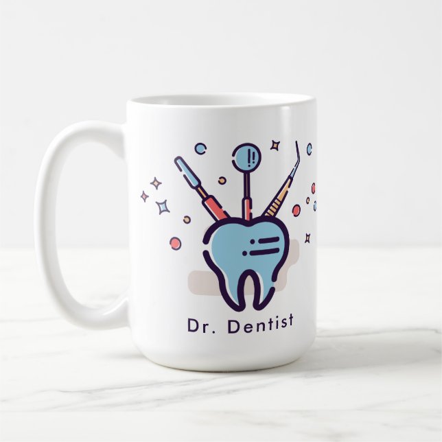 Dentist's Dental Tools and Tooth Coffee Mug (Left)