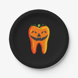 Dentists Tooth Pumpkin Halloween Paper Plate