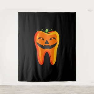 Dentists Tooth Pumpkin Halloween Tapestry